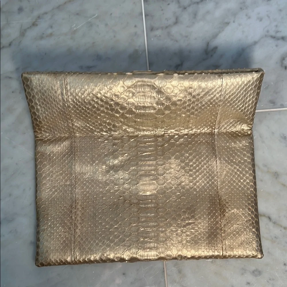 Python Champagne Gold Clutch - Picture 3 of 5
